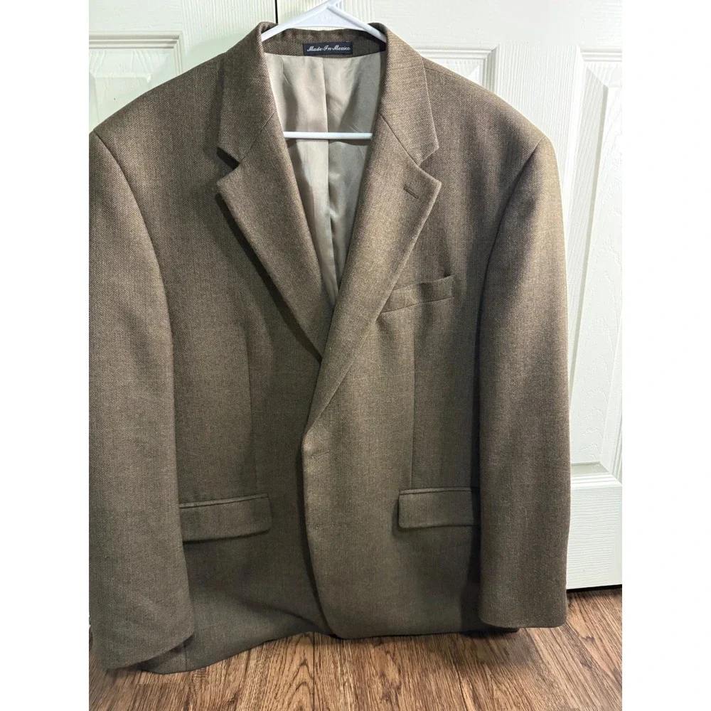 Ralph Lauren 100% Wool Blazer Men's Brown Herringbone Classic Fit Size 46R READ